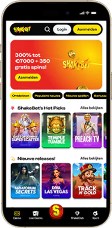 ShakeBet hoofdscherm